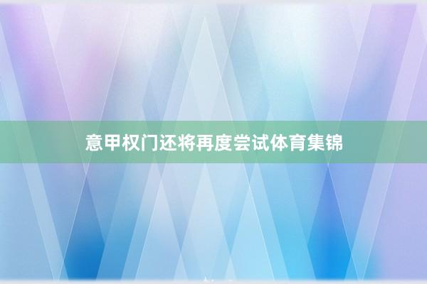 意甲权门还将再度尝试体育集锦