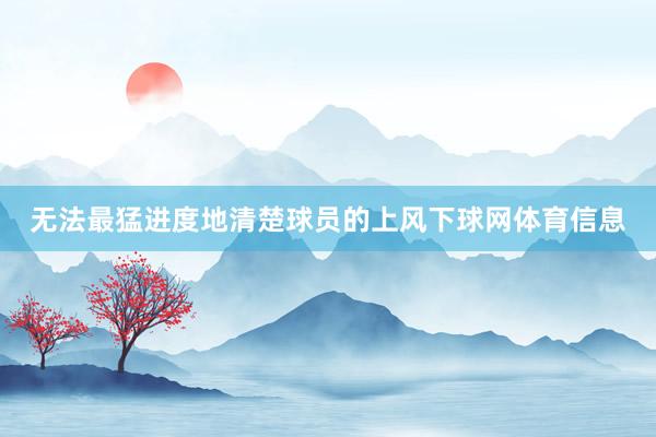 无法最猛进度地清楚球员的上风下球网体育信息
