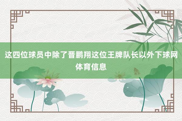 这四位球员中除了晋鹏翔这位王牌队长以外下球网体育信息